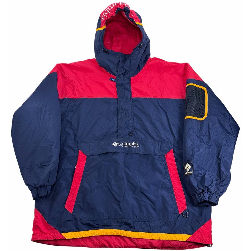 VTG 90s Columbia Sportswear Men's 3XL Anorak Jacket 1/2 Zip Blue Red Multicolor